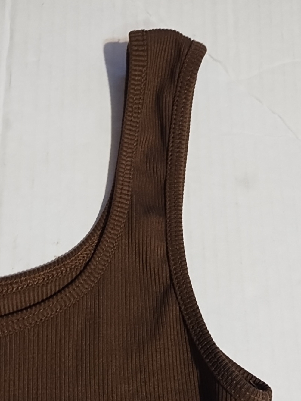 Women’s Brown Ribbed Square-Neck Tank Top - Picture 3 of 7